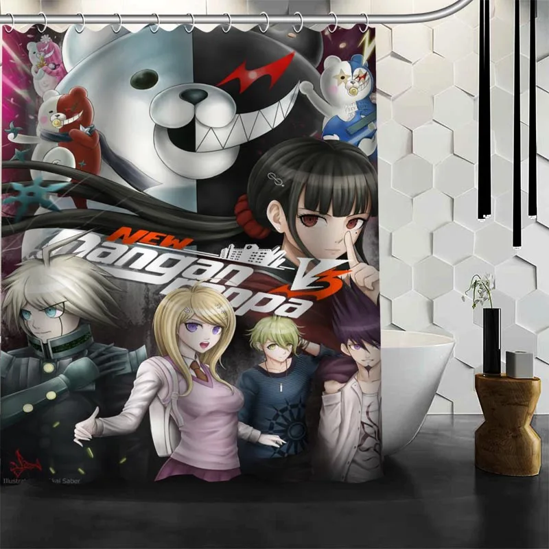 

Лидер продаж, занавеска для душа Danganronpa на заказ, занавеска для ванной из водонепроницаемой полиэстерной ткани с принтом, занавеска для ванной с крючком