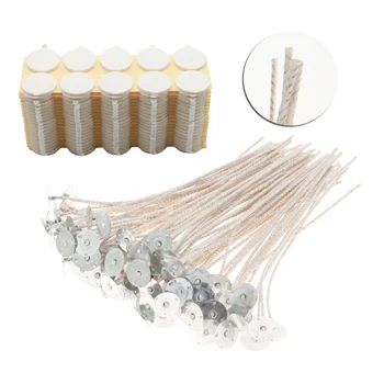 

MILIVIXAY Candle Making Kits 100Pc 15cm Low Smoke Candle Wicks + 200Pc Double-sided Adhesive Candle Wick Stickers Craft Supplies