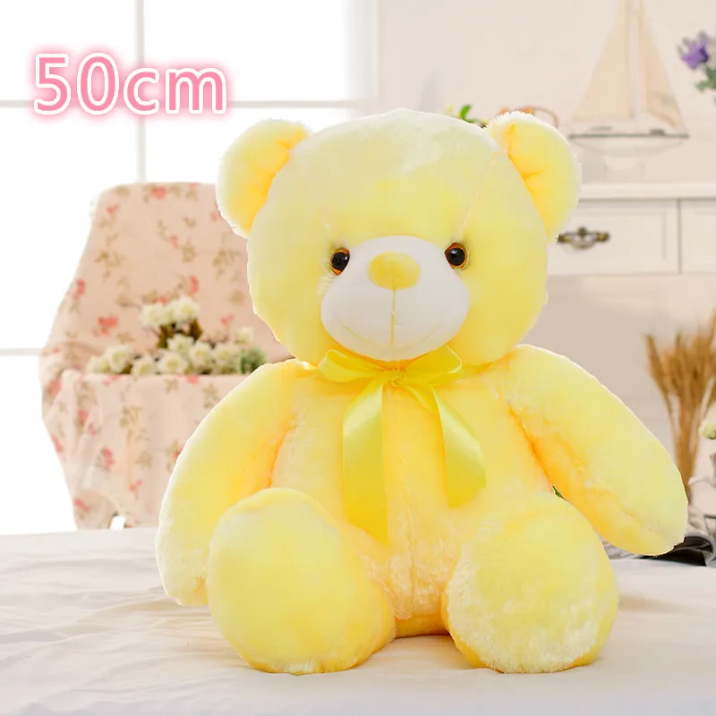 50cm Yellow Bear 50 см красочные светящиеся плюшевая собака светодиодный светильник Подушка Детские Мягкие игрушки кукла животного подарок на день рождения для ребенка - Цвет: 50cm Yellow Bear