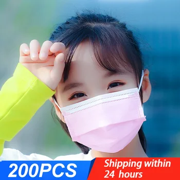 

10/50/100Pcs Disposable Kids Medical Face Mask Non Woven 3 Layer Dust Breathable Mask Pink Infant Face Mouth Mask For Children
