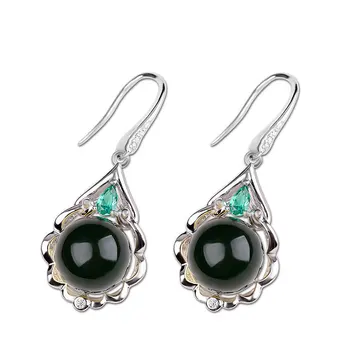 

direct marketing atmosphere national wind earrings S925 pure silver ornaments women's blue amber eardrop, Mexico