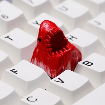 

DIY Painting 3D Print Resin Bloody Shark Keycaps For Cherry Mx Switch Mechanical Keyboard Backlight White Cap