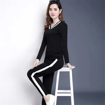 

Fashion Spring Autumn Women Set Solid Color Sweatshirt and Pant 2 Pieces Long Sleeve Pullovers Womens Tracksuits Plus Size 5xl