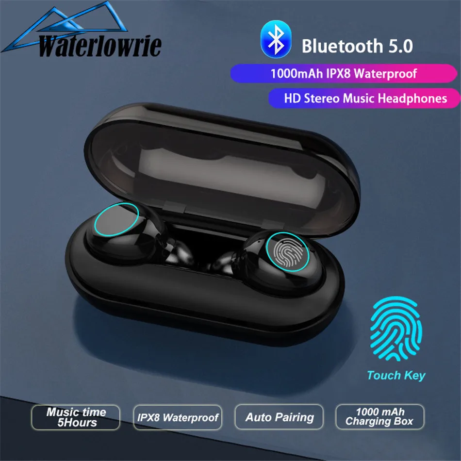 Bluetooth 5,0 HD стереонаушники для музыки TWS беспроводной Bluetooth наушники IPX8 водонепроницаемые затычки для ушей спортивные наушники игровая гарнитура