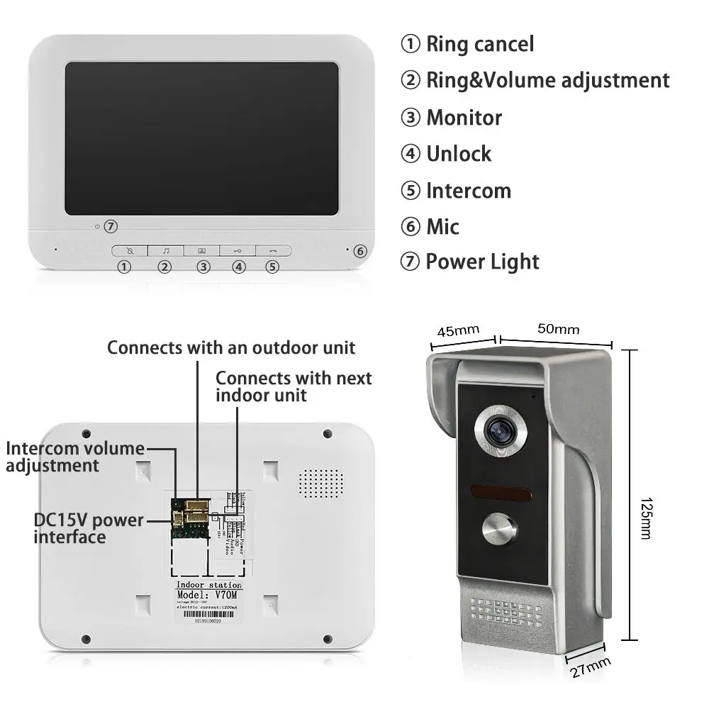 SmartYIBA " цветной монитор дверной звонок домофон видеодомофон Infared светодиоды ИК-камера домашний офис дверной телефон hands-Free монитор