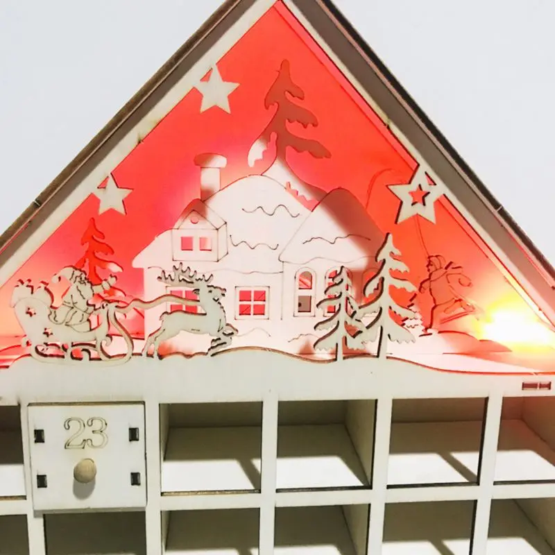 Рождественский олень деревянный календарь обратного отсчета с светодиодный светильник Рождественский орнамент украшение для дома Рождественская вечеринка