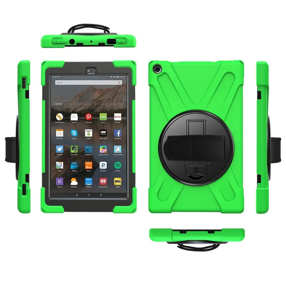light green Чехол для планшета для Amazon Fire HD 10 чехол Чехол Funda дети Безопасный противоударный сверхмощный силиконовый Жесткий подставка для рук держатель - Цвет: light green