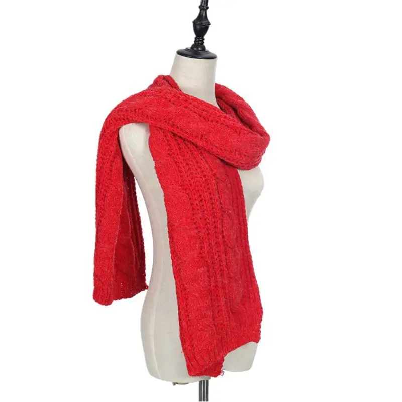 

190x34cm Men Women Pashmina Solid Color Large Scarf Shawl Thicken Warm Braided Cable Knitted Winter Windproof Blanket Wraps