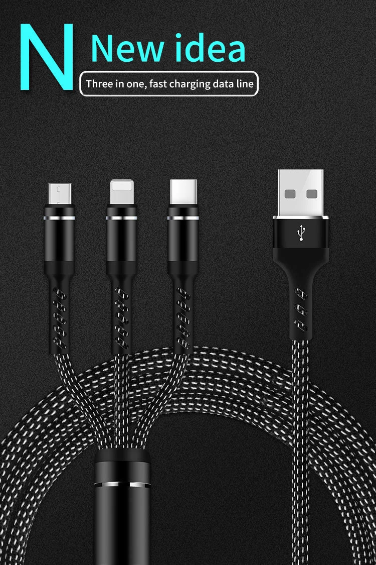 3 в 1 type C 8Pin Micro USB кабель для iPhone 8X7 6 6S Plus для iOS 10 9 8 samsung для huawei 3A USB кабели для быстрой зарядки шнур