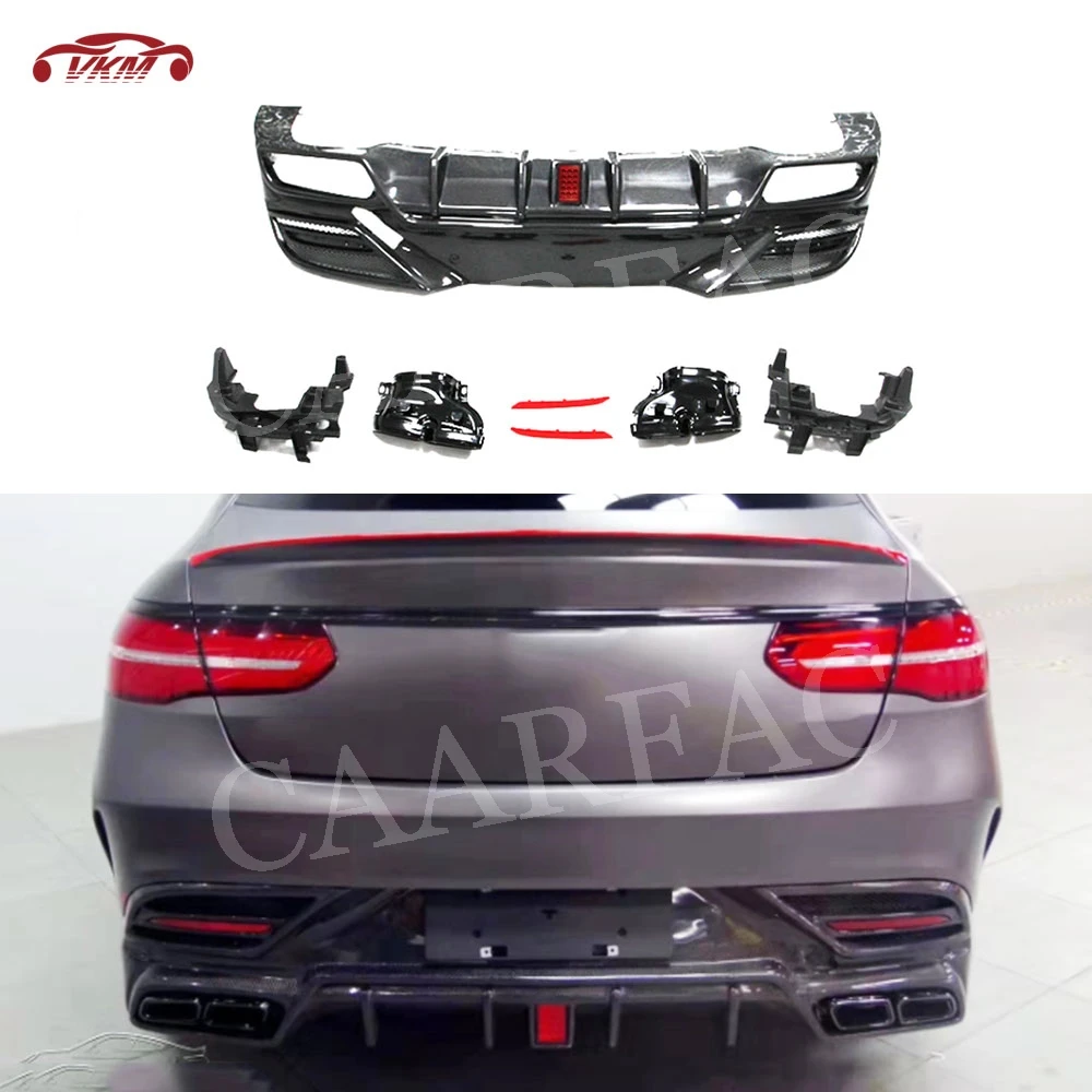 

Carbon fiber Rear Bumper Diffuser Lip Spoiler with Exhaust Tip For Mercedes Benz GLE Class W292 GLE350 GLE63 AMG Coupe 2016-2019