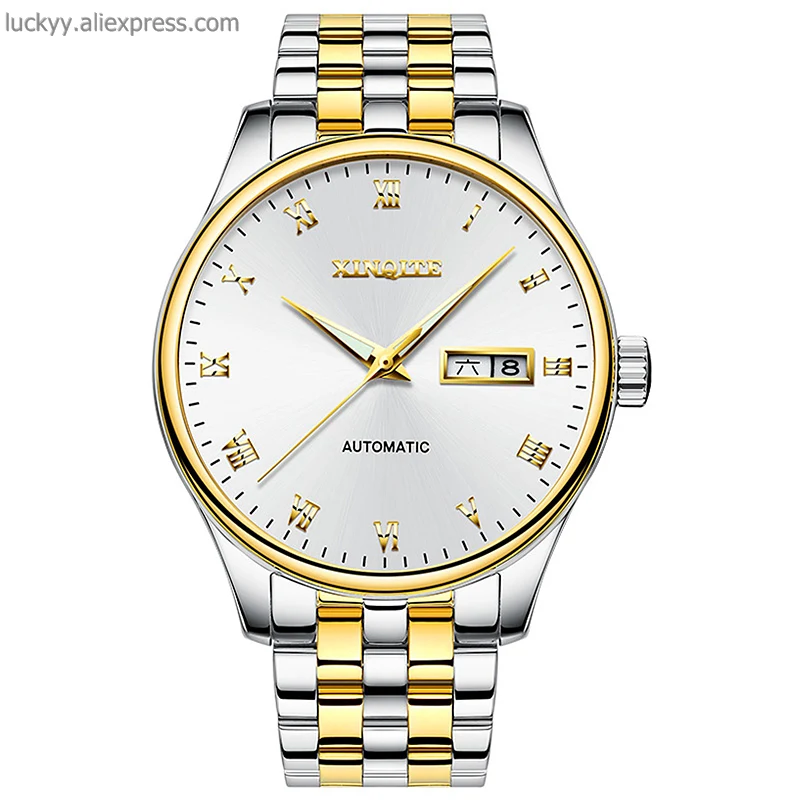 Новые простые механические мужские часы из нержавеющей стали с застежкой