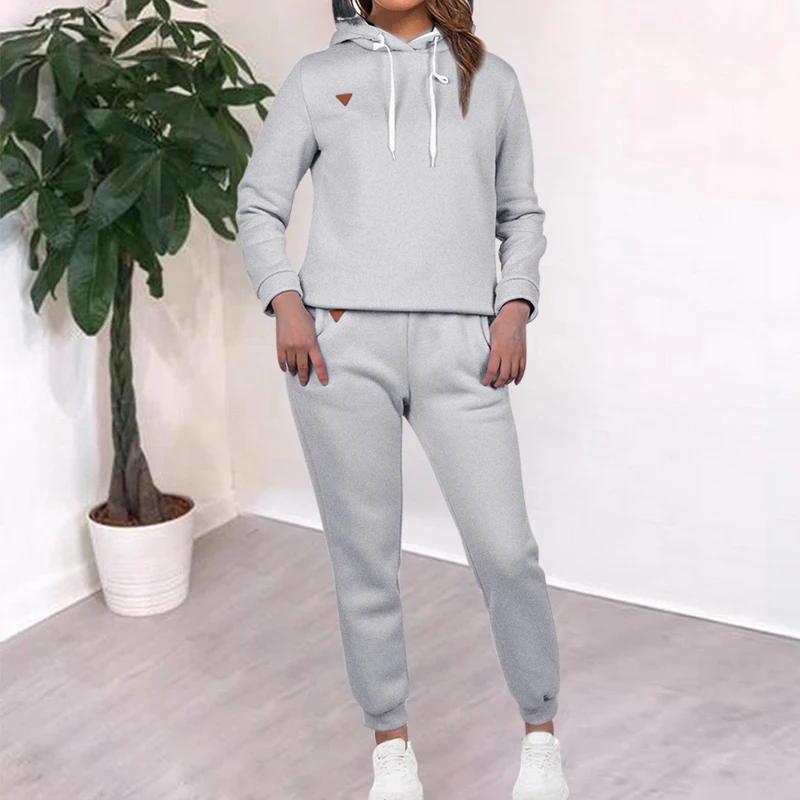 Style F-Gray Женский комплект из 2 предметов для бега, Модный Полосатый спортивный костюм с капюшоном, одежда для тренировок, повседневные свободные толстовки, костюмы для бега, спортивная одежда - Цвет: Style F-Gray
