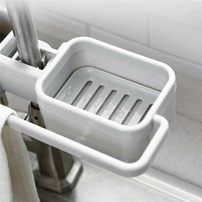 Sink Faucet Sponge Soap Cloth Drain Rack Storage Organizer Holder Shelf Kitchen Cloth Drain Rack Organizer Storage Shelf Holder