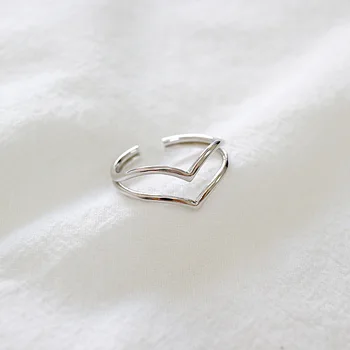 

100% 925 Sterling Silver Rings For Women 2020 Fashion V Letter Rings Adjustable 925 Silver Jewelry кольцо серебро 925 aneis