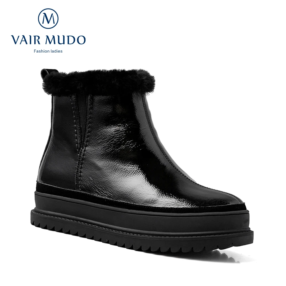 VAIR MUDO Winter Warm Ankle Boots Shoes Women Snow Boots Genuine Leather Lining Short Plush Women Boot For Winter Shoes DX77