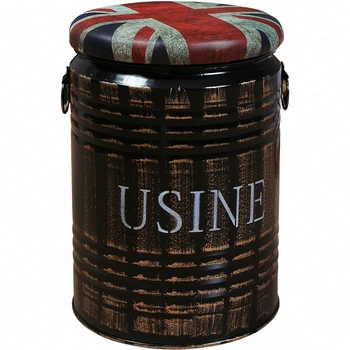 

B American retro bar chair wrought iron oil barrel stool paint bucket bar stool metal barrel stool coffee storage stool