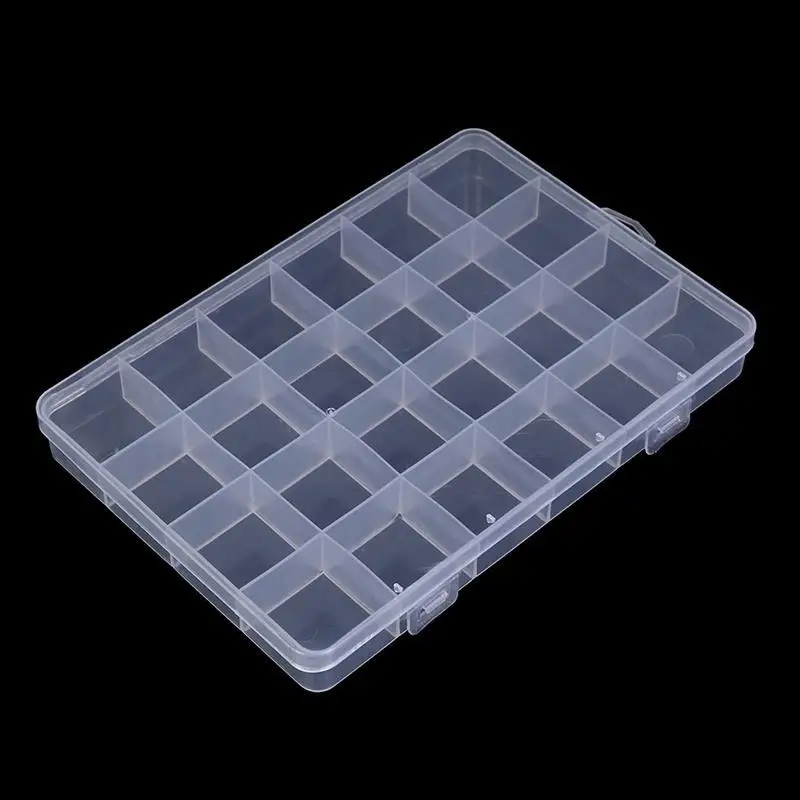 24 Compartments Plastic Box Case Jewelry Bead Storage Container