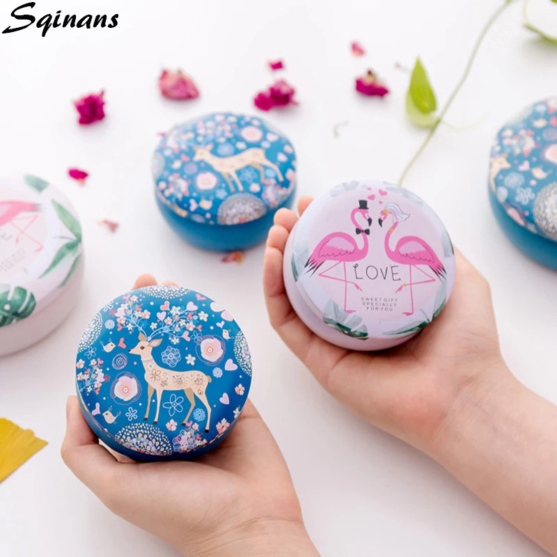 

Tinplate Mini Tin Storage Box USB Cable Organizer Box Desk Round Storage Organizer Jewelry Box Ring Necklace Carrying Case