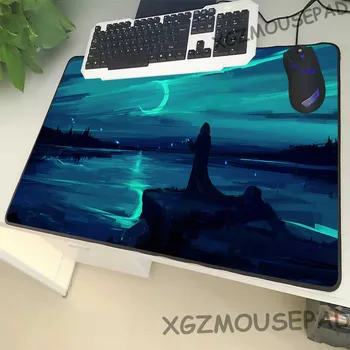 

XGZ Landscape Large Size Mouse Pad Lock Side Night Lakeside Laptop PC Table Mat Oil Painting Anime Printing Rubber Non-slip