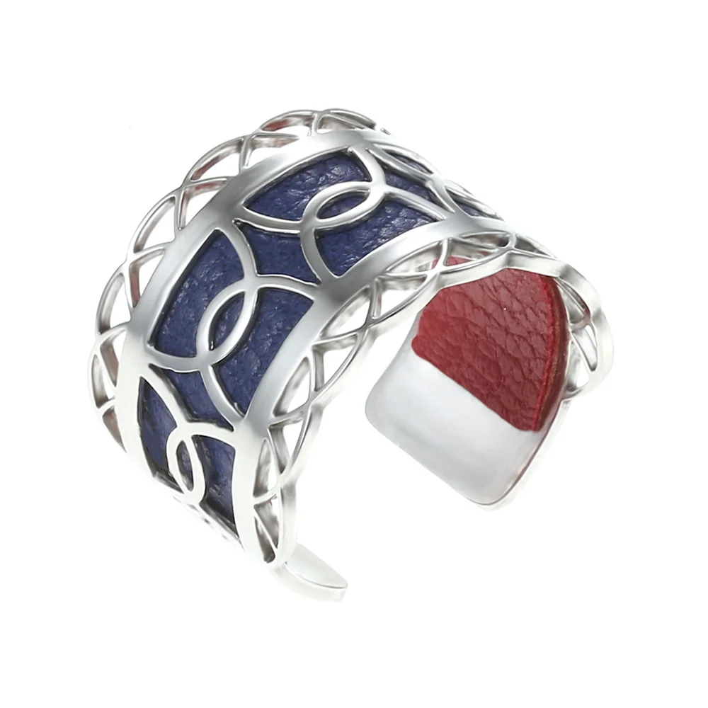 SR0005701 Cremo Bague bijoux femme, кольцо из нержавеющей стали, регулируемое кольцо, модное, открытое, свободный размер, Argent, двустороннее кожаное кольцо, Жоржет - Цвет основного камня: SR0005701
