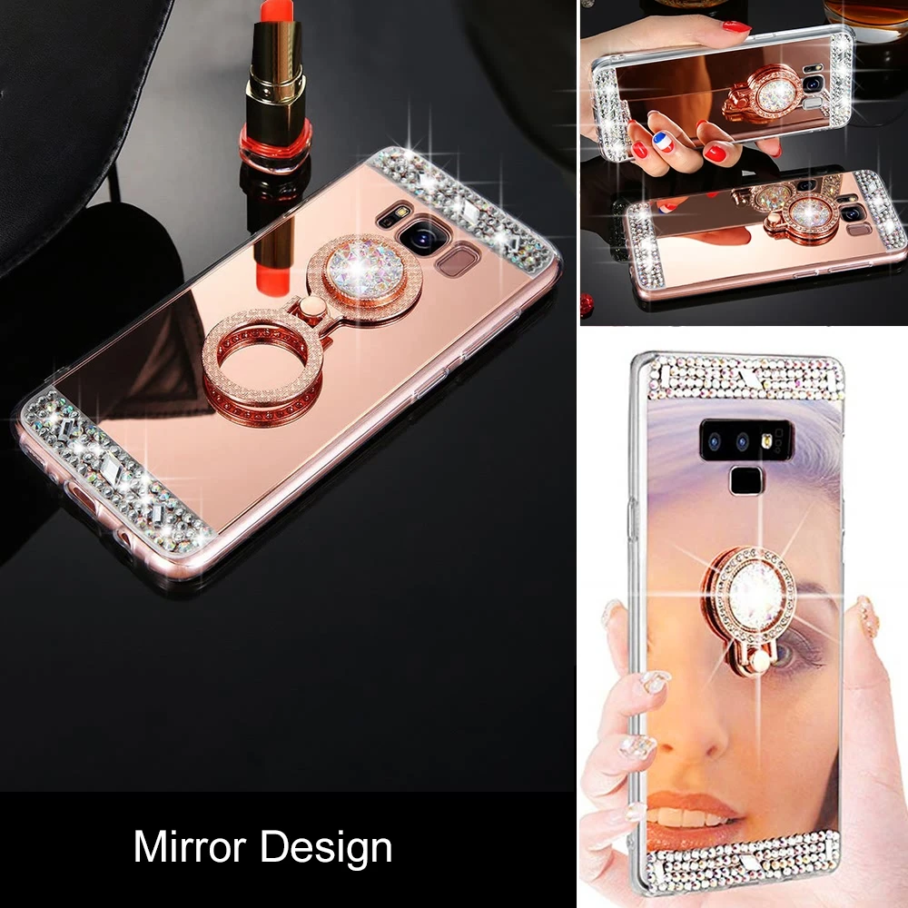 LLZ.COQUE роскошный 3D Блестящий зеркальный чехол с подставкой для Samsung S10 S10e S6 S7 S9 S8 Note 8