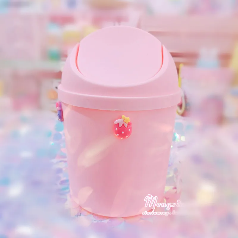Kawaii розовый клубничный цветок мусорное ведро Настольный портативный