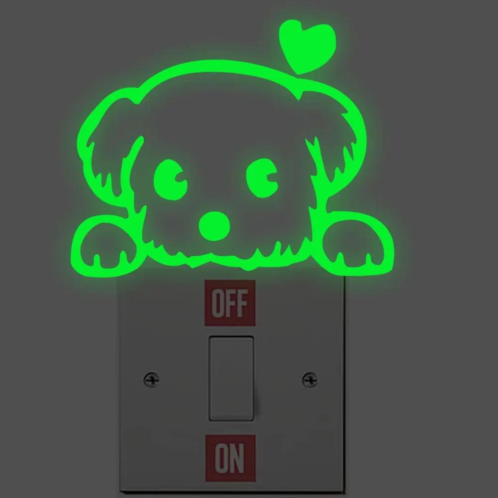 Luminous Swith stickers  stickerBedroom Wall Decoration Switch Vinyl Art Mural Decor Cartoon dog love star Wall Sticker