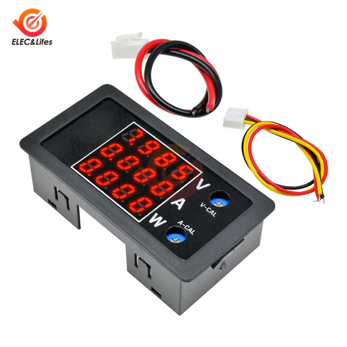 DC 0-100V 0-10A 1000W цифровой вольтметр, амперметр, ваттметр 4-разрядный высокое высокоточный, напряжения тока тестер измеритель мощности - Цвет: Red Red Red