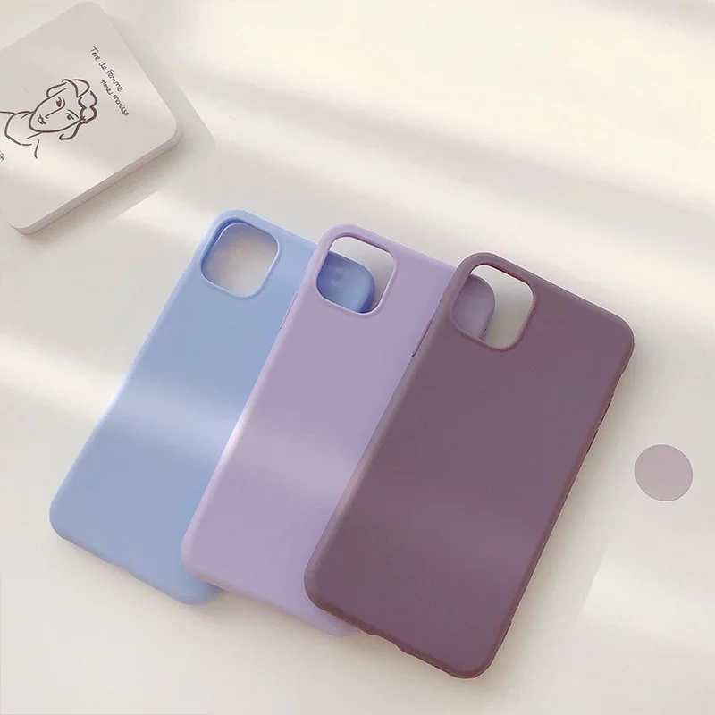 best iphone 12 case Fashion Solid Color Style Soft IMD Soft Silicone Phone Case For iphone Xs XR 12 Mini 11 Pro Max SE 6s 7 8 Plus Purple Back Cover cool iphone 12 cases