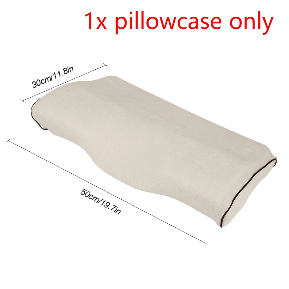 beige pillowcase Urijk подушки из пены с эффектом памяти подушки в форме бабочки для сна Ортопедическая подушка для шеи Массаж Шеи облегчение боли шейки - Цвет: beige pillowcase