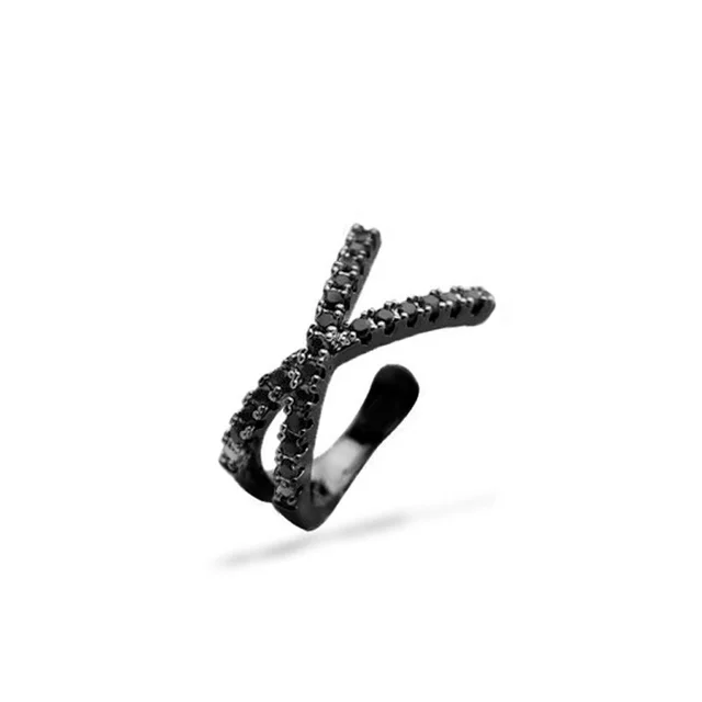 ZYZQ 1PC Punk Gold Metal Ear Cuff Ear Clip for Women No Pierced C Shape Geometric Small Earcuff Ear Wrap Earcuff Clips Jewelry QW-EH-DZ377-Black