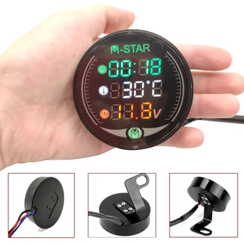 

For Suzuki GSF600 gsf 600 650S Bandit GT250 GT550 Motorcycle Voltmeter Time Temperature LED 3-in-1 LED Digital Voltage Meter