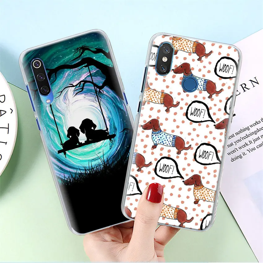 Чехол Dachshund Doxie Flower Dog Puppy для Xiaomi mi A3 A1 A2 8 Lite 9T CC9E Play Red mi K20 Pro 7A Note 7 7S жесткий прозрачный чехол