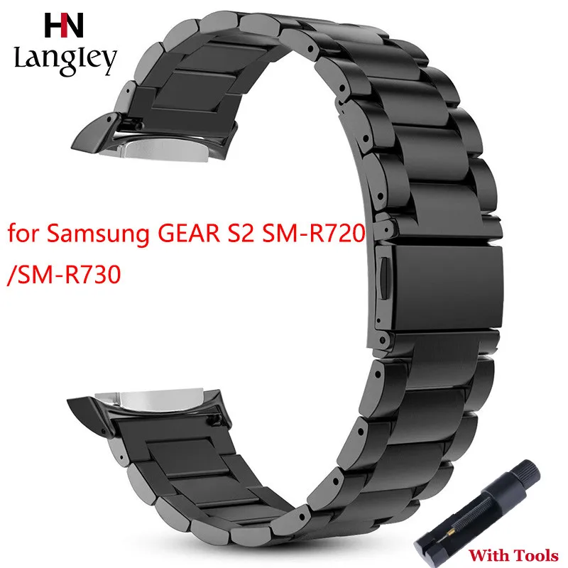 

High Quality Solid Stainless Steel Straps Flat Buckle Band For Samsung GEAR S2 SM-R720/SM-R730 Smart Watch Wristbands with Tools