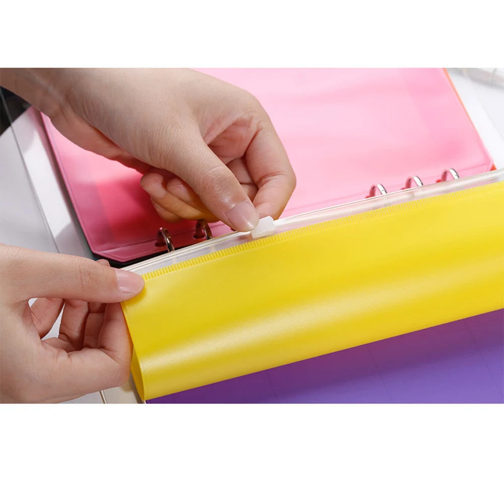 A5/A6 Binder Pockets PVC Binder Loose Leaf Bag Colorful Zipper Folders For 6-Ring Notebook Binder Pouch Document Filing Bags
