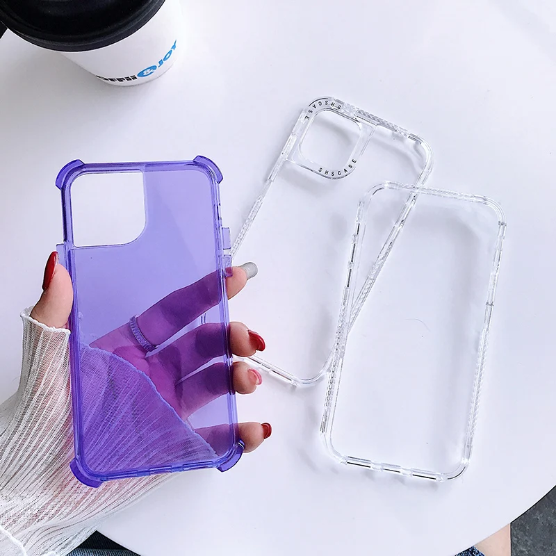 Candy Color Phone Case For iPhone 13 12 11 Pro Max XR X XS Max 7 8 Plus 12 11 Pro Transparent Shockproof Bumper Soft Back Cover