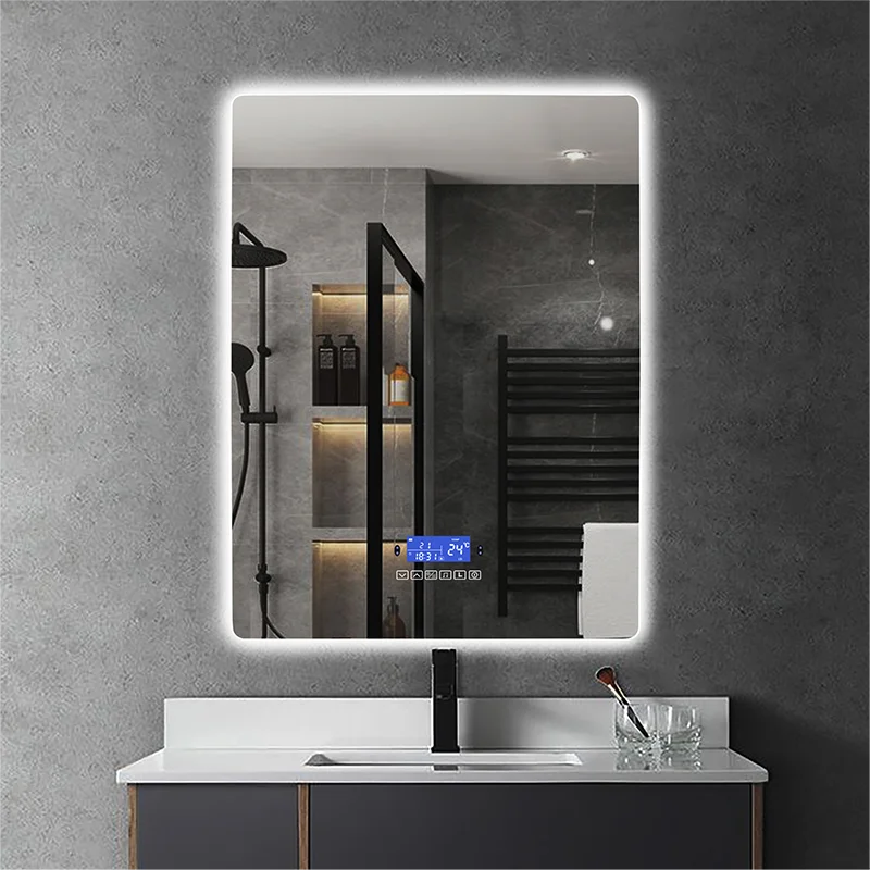 Vertical Rectangular Dimmable LED Smart Wall Mounted With Body Induction,Anti-Fog,Bluetooth,Backlit Light Bathroom Vanity Mirror