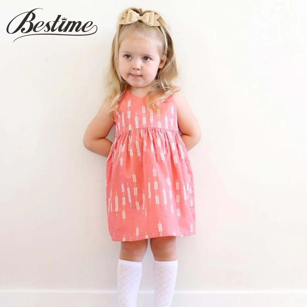Розовое платье для малышей Летние платья без рукавов с открытой спиной Модная