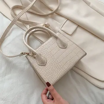 

Small Crocodile Pattern Solid Color PU Leather Crossbody Bags For Women 2020 Summer Lady Shoulder Handbags Female Simple Totes