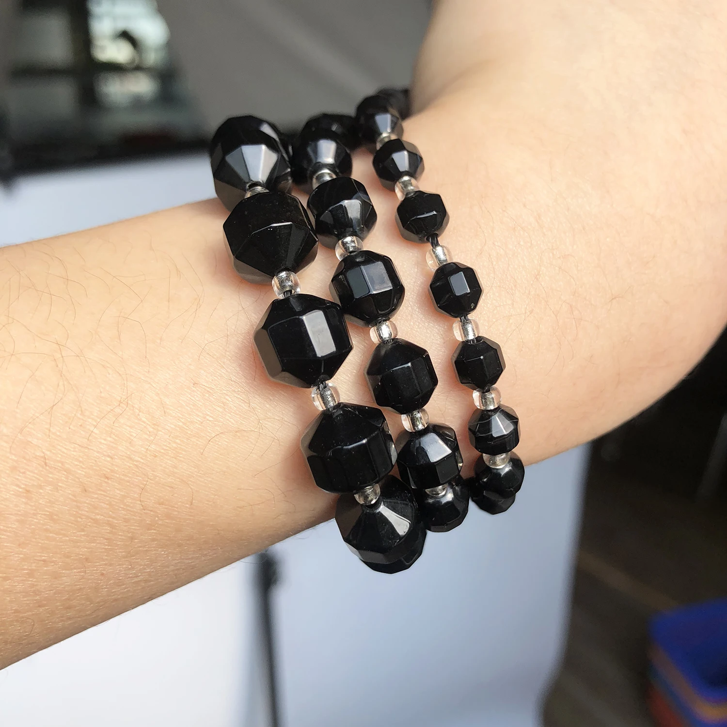 GAHGA GAHMITガーミットブラック Natural Black Agate Stone Bead | Facet Black Agates Loose