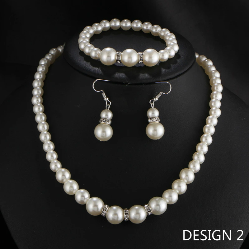 Имитация жемчуга ожерелье серьги Ювелирные наборы для женщин Свадебные украшения элегантный подарок на праздник модный костюм аксессуары подарок
