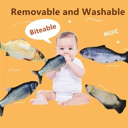 Funny Simulation Fish Electric Stuffed Doll Toys can Bite and Move Baby Early Education Toy Cat Pet Toy Kids Play Home Game Toys