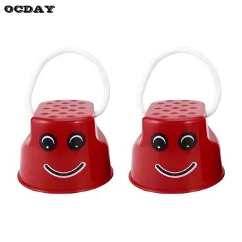 

HOT OCDAY 1pair 7 Colors Walk Stilt Jump Toy Plastic Smile Face Pattern Children Outdoor Fun Sports Balance Training Toy