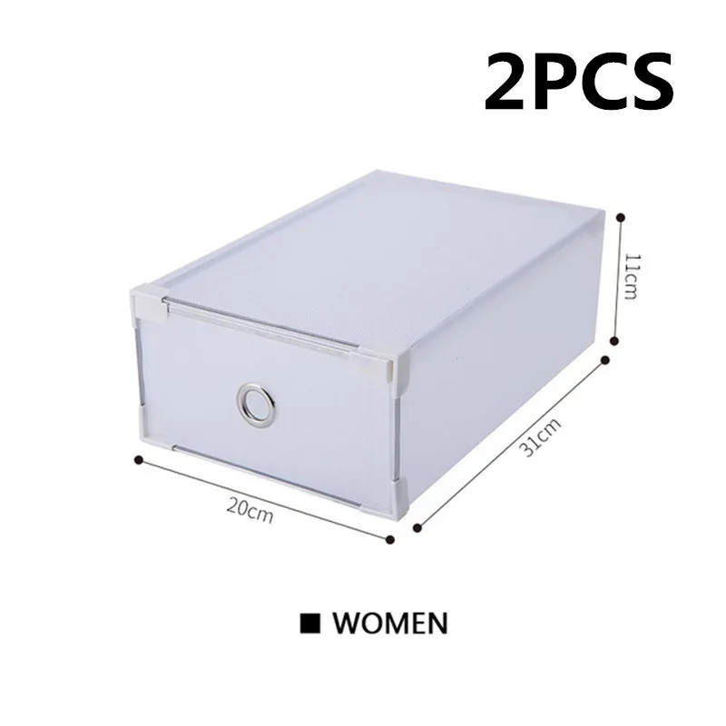 6 шт., пыленепроницаемый ящик, обувные коробки, креативный толстый пластиковый многофункциональный складной ящик для хранения, комбинированный органайзер для обуви для мужчин и женщин - Цвет: Women-2pcs