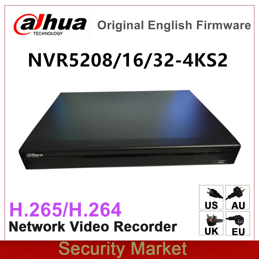 Оригинал dahua английская версия NVR5208-4KS2 NVR5216-4KS2 NVR5232-4KS2 8/16/32 канал 1U 4K и H.265 Pro Сетевой