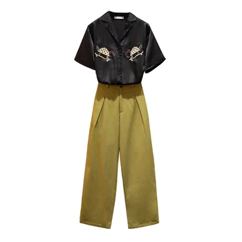 

Large Plus Size 4XL Women's sports suit Black shirt blouse top+pants two piece set Smart Casual Office Pant Suit Matching Set