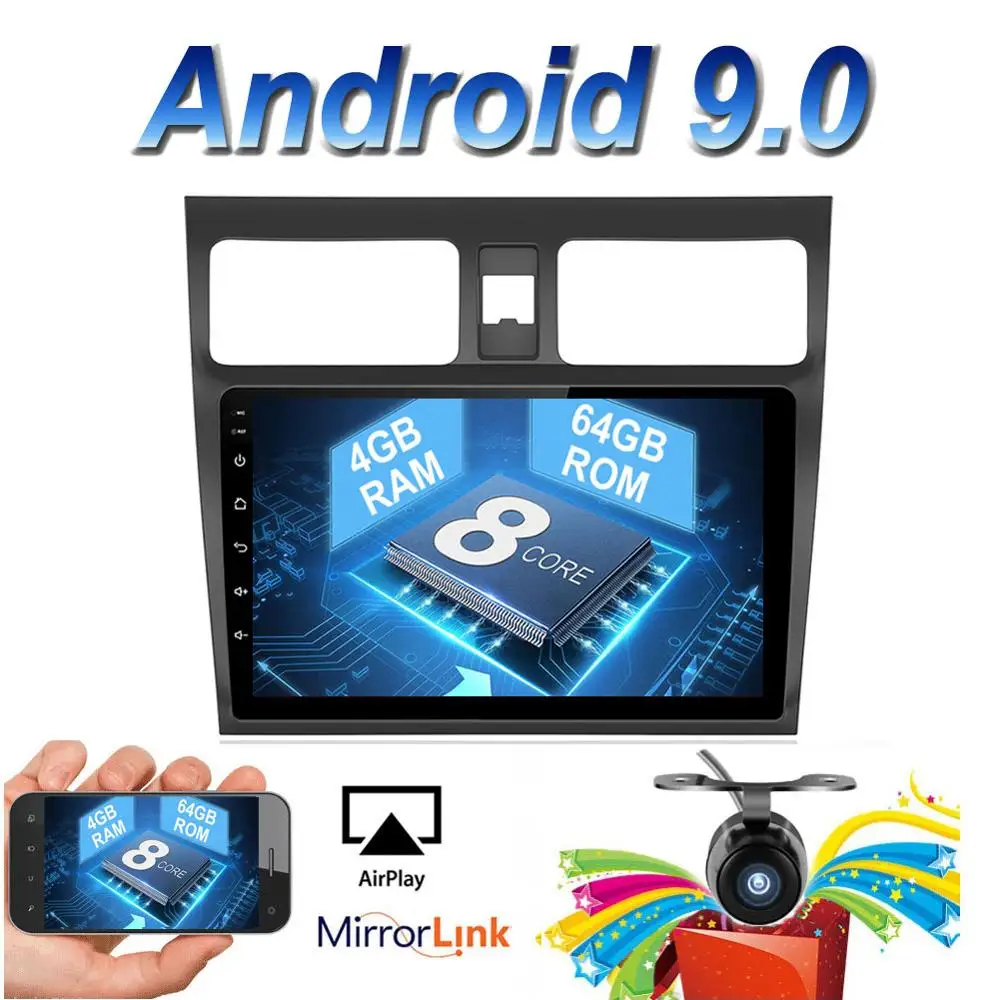 

2 Din 10'' Android 9.0 Car Radio Stereo For Suzuki Swift GPS Navigation 2005-2016 In Dash Pc Video WIFI USB 2din BT 8 Core 4G 64