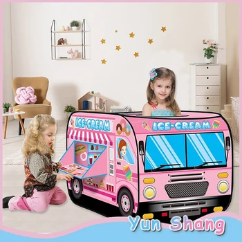 

Children's Hut Play Tent Ice Cream Cart School Bus Fire Truck Police Car Tents Firefighter Policemen Pretend Play Gamehouse Toy