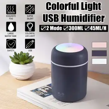 

300ml Color Cup USB Air Humidifier Ultrasonic Aroma Diffuser Car Mist Maker 7 Colors LED Lights Mini Office Air Purifier Home