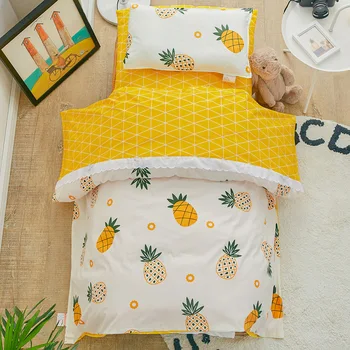 

3Pcs/Set 100% Cotton Crib Bed Linen Kit Cartoon Baby Bedding Set Includes Pillowcase Bed Sheet Duvet Cover Without Filler
